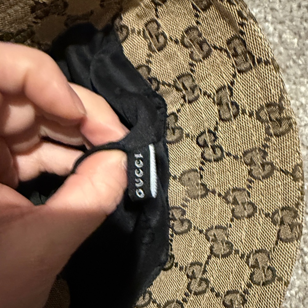 Gucci Brown Monogram Canvas Bucket Hat with Web Stripe - Picture 4 of 4